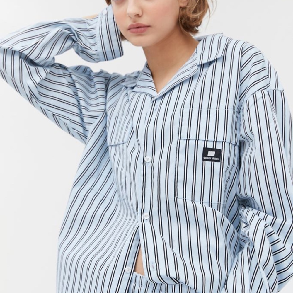 [SOLD] SWEET SKTBS Oversized Striped Button-Down Shirt